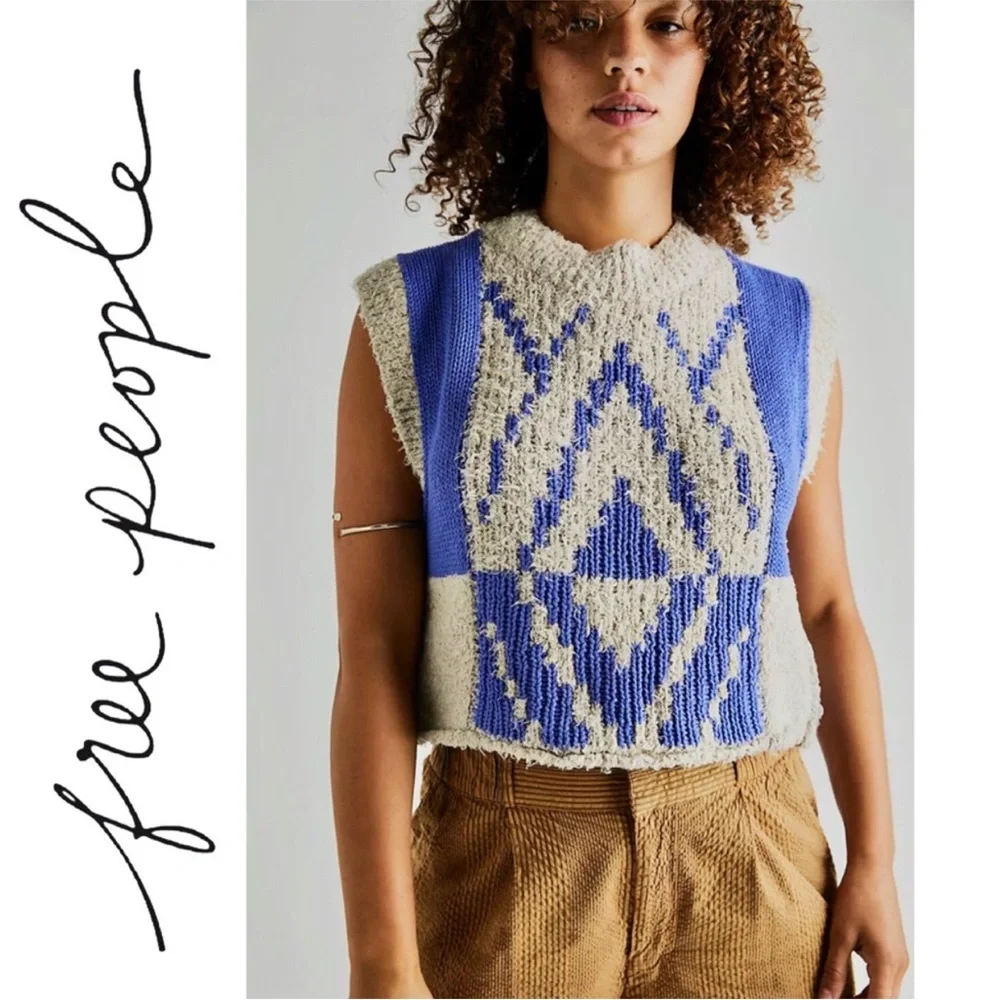 Free People Diamonds for Days Vest in Blue Moon Combo NWOT - Picture 1 of 16